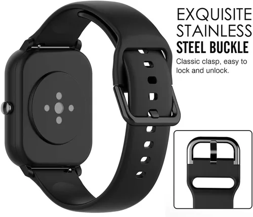 Vista 6 de QGHXO Correa de repuesto para Amazfit GTS 4/4 Mini/3/2/2e/ GTR Mini/GTR 1.654 in/Active, banda de silicona suave de repuesto para Amazfit Bip 3/3