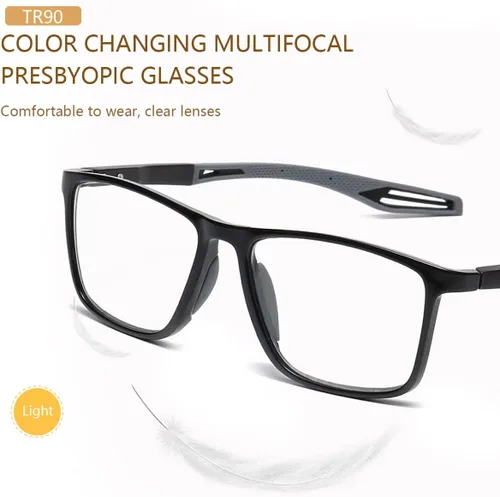 Vista 8 de Photochromic Progressive Multifocus Reading Glasses UV400 Spring Hinge Computer Anti Blue Light Eyewear for Men Women
