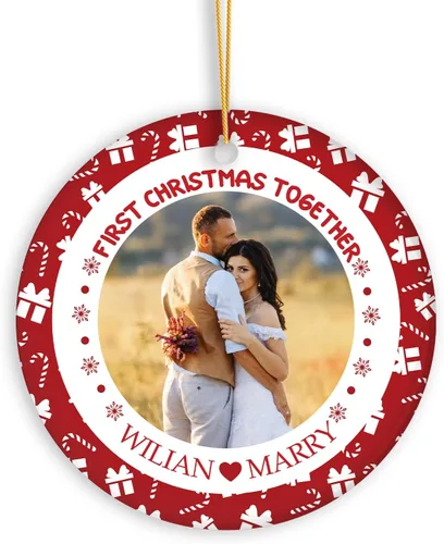 Vista 15 de Adorno de Navidad con foto personalizada 2023, adorno de Navidad con nombre del bebé, adorno de Navidad con texto personalizado para bebé, recién