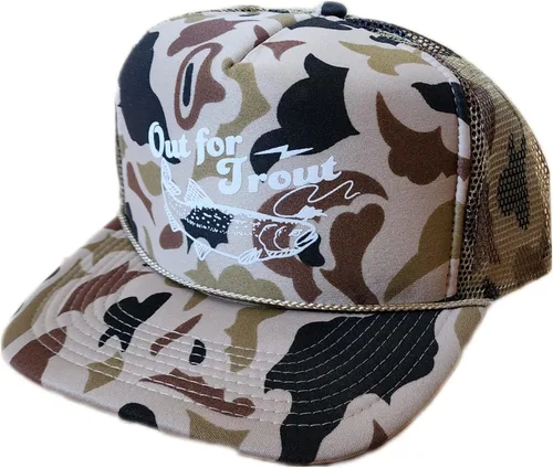 Vista 34 de ThatsRad Out for Trout Camionero Camuflaje Sombrero Visera Cuerda Snapback Camo Pesca Mosca