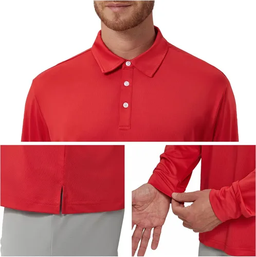 Vista 88 de NAVISKIN Camisas polo de manga larga para hombre, camisas de golf con cuello UPF 50 SPF para hombre, secado rápido, absorbe la humedad