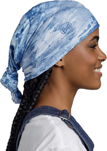 Vista 3 de BUFF CoolNet UV Polaina para el cuello, Protección solar UPF 50, Transpirable, Versátil, Mascarilla de secado rápido, Negro y Azul, Talla para Lazs