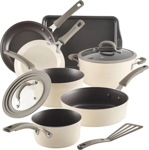 Vista 18 de Rachael Ray Cook + Create - Juego de utensilios de cocina antiadherentes de aluminio, 10 piezas, azul agave