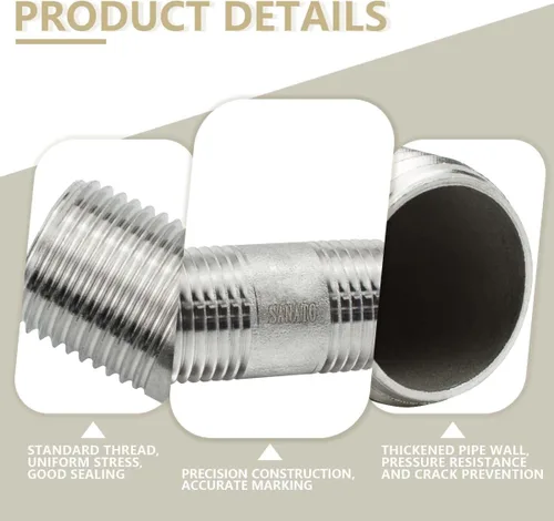 Vista 4 de SANATO 3 piezas SS 304 forja pezón fundido piple, 3/4 "NPT x 3/4" NPT macho roscado, 1.969 in accesorios de tubería