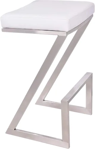 Vista 14 de Armen Living Atlantis Backless Faux Leather and Brushed Stainless Steel Bar Stool