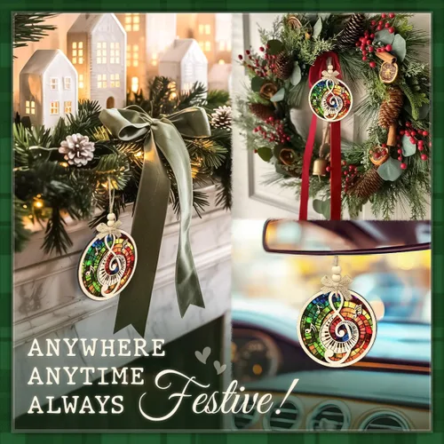 Vista 5 de Adornos de Navidad con notas musicales, diseño de piano de clave aguda, adorno de Navidad para amantes de la música, profesores, clubes, bandas