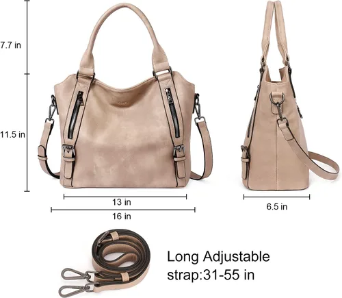 Vista 3 de CLUCI - Bolsos de cuero vegano para mujer, bolso grande y de hombro tipo hobo