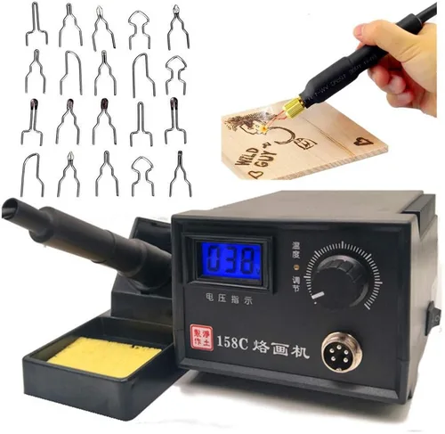 Vista 24 de ele ELEOPTION Kit de herramientas de manualidades de doble boca para pirografía de 110 V, kit de máquina de pirografía láser multifunción con 2