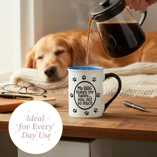 Vista 6 de Cottage Creek Tazas de café de cerámica para perros, 16 oz My Dog Makes Me Happy, You Not So Much, I Love My Dog Regalos para mujeres y hombres