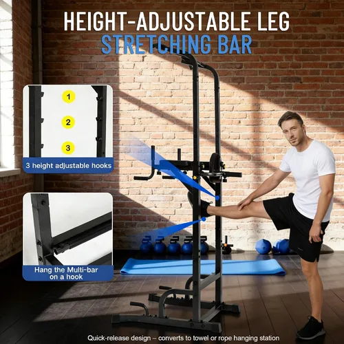 Vista 2 de BARWING Power Tower - Estación de barra de dominadas de altura ajustable para gimnasio en casa, equipo de entrenamiento de fuerza, 550 libras