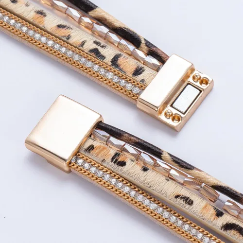 Vista 275 de FANCY SHINY - Pulsera de cuero estilo bohemio, pulsera de cuentas de cristal con cierre magnético, regalos de joyería para mujer