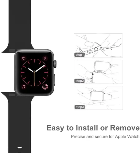 Vista 2 de Compatible con Apple Watch Band de 1.496 in 1.575 in 1.614 in 1.654 in 1.732 in 1.772 in 1.929 in, correa deportiva de silicona suave de repuesto