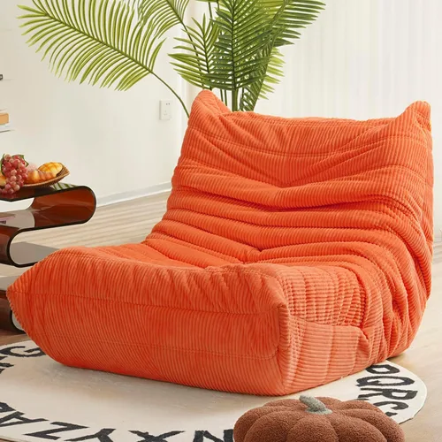 Vista 4 de N&V Silla junto a la chimenea, sofá de suelo sin brazos de mediados de siglo, silla de salón de suelo suave de corduroy premium, silla de sofá