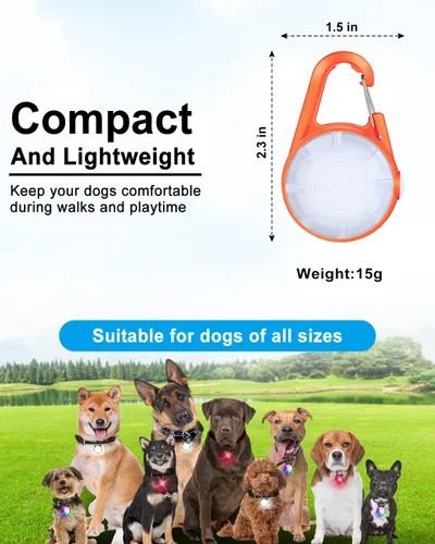 Vista 5 de Luz para collar de perro, 4 modos de luces para perro para caminar por la noche, luz LED recargable para collar de mascota para clip nocturno