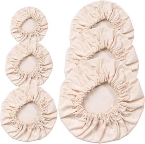 Vista 9 de Reusable Bowl Covers for Sourdough Bread Proofing,100% Cotton Elastic Set of 6 in Varying Sizes Easily Fit Your Bowls 4" to 13" - Durable Fabric