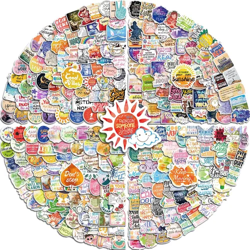 Vista 8 de Calcomanías con citas inspiradoras, 400 unidades de calcomanías motivacionales impermeables para botellas de agua, laptops, libros, patinetas