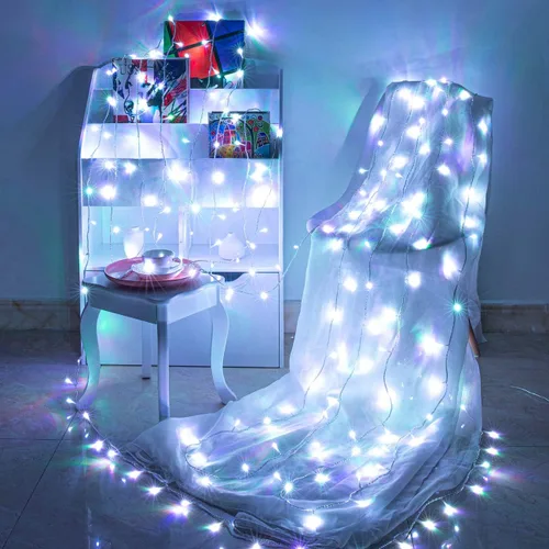 Vista 3 de AWQ Tira de luces LED de 66 pies, 200 luces LED de decoración de Halloween, con control remoto, 16 colores, 4 modos de luz, función extensible