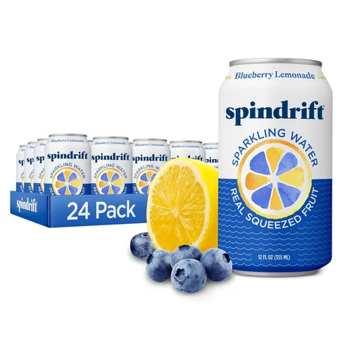 Vista 26 de Spindrift Agua con gas, sabor a bayas Belli, hecha con fruta exprimida real, latas de 12 onzas líquidas, paquete de 24 (solo 13 calorías por lata)