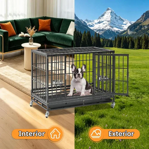 Vista 6 de Homey Pet Jaula para perros apilable de 36 pulgadas, perrera indestructible