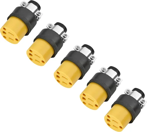 Vista 3 de Cable de extensión para reparación de cables eléctricos de 15 amperios, 125 voltios, 1 juego de conectores de repuesto macho hembra de 3 clavijas