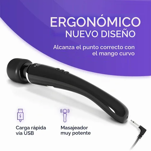 Vista 3 de Alessandro Yarosi Masajeador terapéutico en forma de varita, curvo, Paquete de 1, Negro, 1