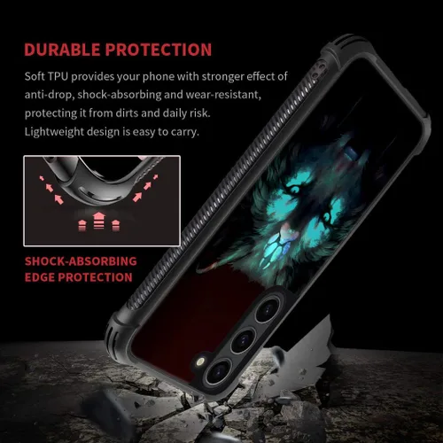 Vista 6 de CARLOCA Funda compatible con Samsung Galaxy S23 Plus, diseño gráfico de identidad negro espiritual lobo, a prueba de golpes, antiarañazos