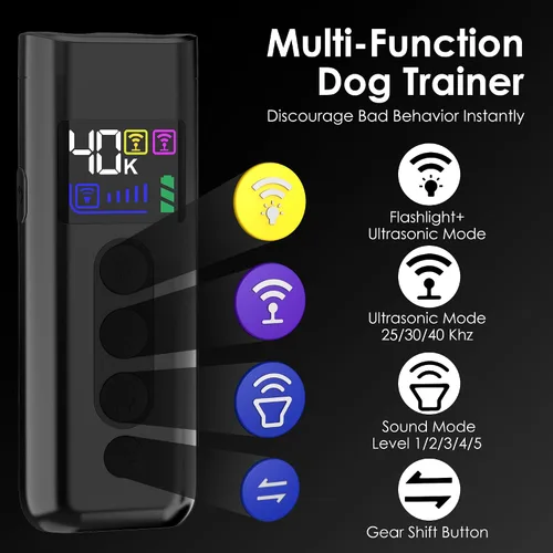 Vista 2 de Dispositivo disuasorio de ladridos de perro, rango de 65 pies, dispositivo ultrasónico de disuasión de ladridos 3X y entrenador ultrasónico