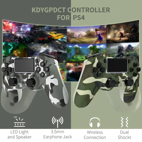 Vista 5 de KDYGPDCT 2 Pack Wireless Controller for PS4ProPC,Wireless Remote Gamepad with 1000mAh Battery Double Shock Audio 6-Axis Motion Sensor Share
