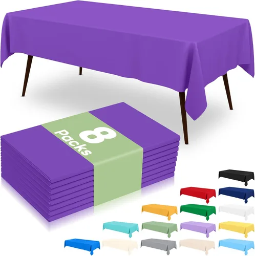 Vista 23 de misaya 6 paquetes de manteles de plástico desechables, 54 x 72 pulgadas mantel rectangular impermeable, cubiertas de mesa decorativas a prueba