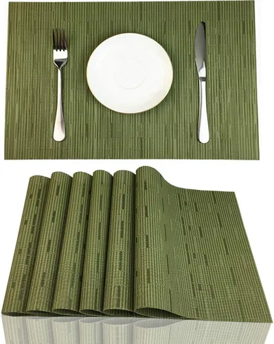 Vista 12 de WAZAIGUR Juego de 4 manteles individuales para mesa de comedor, resistentes al calor, lavables, manteles individuales de vinilo tejido, fáciles