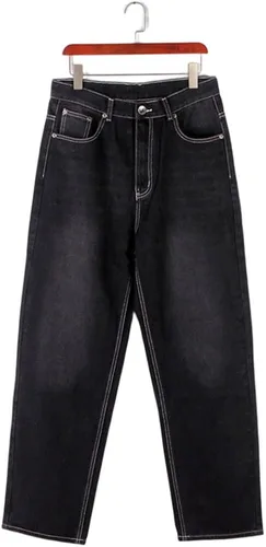 Vista 5 de BUYDUAL Pantalones de mezclilla holgados Y2k para hombre, ajuste holgado, estilo hip hop, vintage, holgados, pantalones de mezclilla de moda