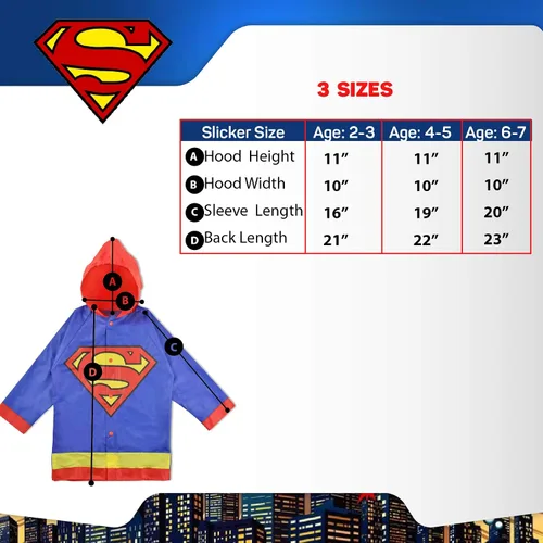 Vista 5 de DC Comics Conjunto de paraguas y Slicker, Batman o Superman para niños pequeños, para edades de 2 a 7 años