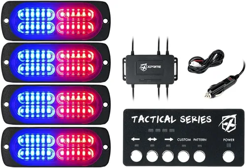 Vista 12 de Xprite Kit de 24 luces estroboscópicas LED ámbar de montaje en superficie con panel de control, conjuntos de luces de advertencia de emergencia