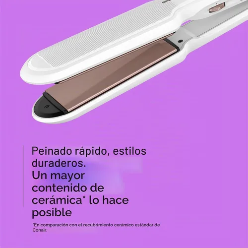 Vista 3 de Conair - Plancha para el cabello, doble cerámica, platos extra anchos de 1 Blanco