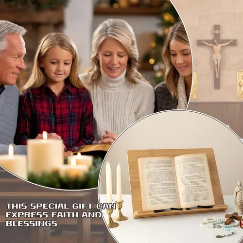Vista 5 de Geelin Regalo cristiano de bautismo para mujer, soporte grande para la Biblia para el Día de la Madre, para exhibir en casa, soporte ajustable