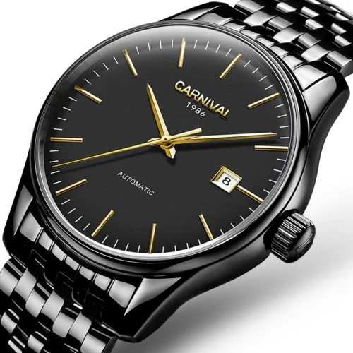 Vista 2 de Swiss Marca Mens estilo sencillo de vidrio de zafiro Reloj automático mecánico transparente Esqueleto pulsera