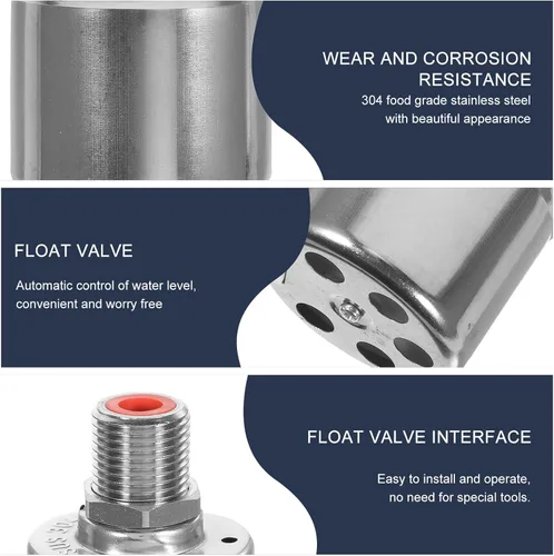 Vista 3 de Válvula de flotador de canal de agua de acero inoxidable Válvula automática de control de nivel de agua para tanques piscinas estanques entrada