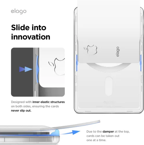 Vista 6 de elago Tarjetero magnético transparente compatible con MagSafe para iPhone, cartera segura para teléfono, construcción de PC duradera, protección