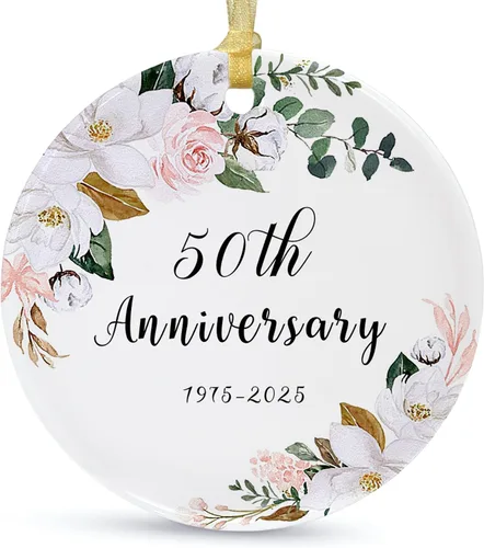 Vista 10 de SIABERTERL Adorno de 55 aniversario 2026, 55 aniversario para parejas y padres, adorno de cerámica de aniversario de 55 años para bodas en el hogar