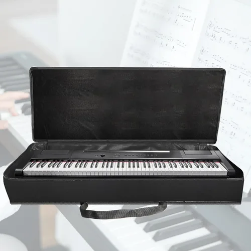 Vista 5 de Tosnail Funda para teclado de 61 notas, funda suave para piano acolchada con algodón de 0.236 in, funda para piano con asas y bolsillo grande, 39 x