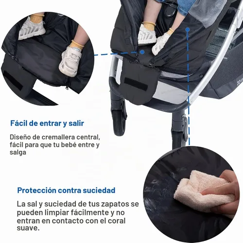 Vista 6 de Yobee Saco de dormir universal resistente a la intemperie para cochecito, cómodo y cálido, ajustable, seguro, manta impermeable para todos