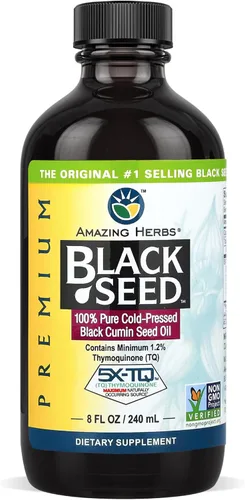 Vista 11 de Amazing Herbs Aceite de semilla negra de alta calidad, sin gluten, sin OMG, prensado en frío, Nigella sativa ayuda a la salud digestiva, apoyo