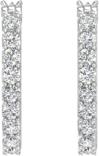 Vista 2 de Pendientes de aro con diamantes de 1 quilate en oro de 10 quilates o platino 950