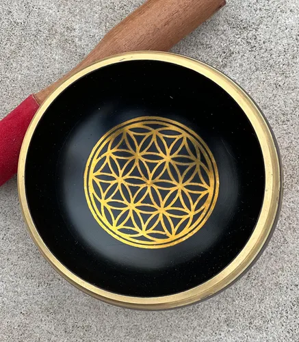 Vista 8 de Juego de cojines tibetanos con diseño de flor de la vida, para meditación, yoga, curación espiritual y atención plena, tamaño mediano (negro)