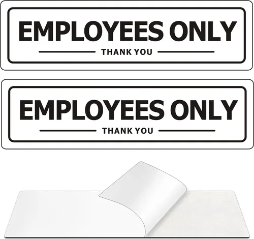 Vista 11 de Letrero de solo empleados, paquete de 2 letreros para puerta de oficina para pared de tiendas de negocios, metal de aluminio con fuerte autoadhesivo