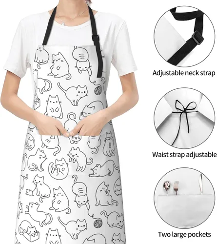 Vista 5 de Hedyzone Delantal para mujeres y hombres con bolsillo ajustable para jardín, hogar, cocina, arte de chef, delantales personalizados divertidos