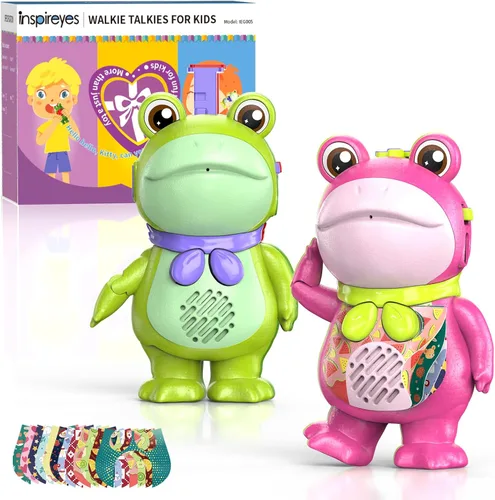 Vista 21 de Inspireyes Walkie Talkies para niños, paquete de 2 recargables de largo alcance, juguetes para niños y niñas de 3 a 12 años, juguete de radio de 2