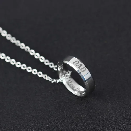 Vista 5 de YEEQIN Collar con colgante de anillo con texto en inglés "I Love You" para mamá, papá, hija, hijo, regalo para miembro de la familia