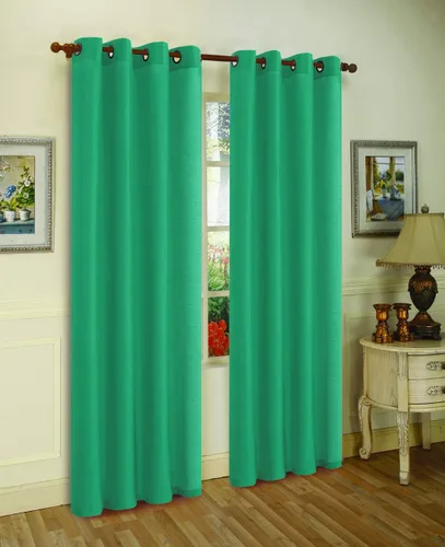 Vista 13 de J&V TEXTILES 2 paneles de cortinas de seda sintética con ojales sólidos para ventana, tratamiento en longitud de 84" (Beige)*