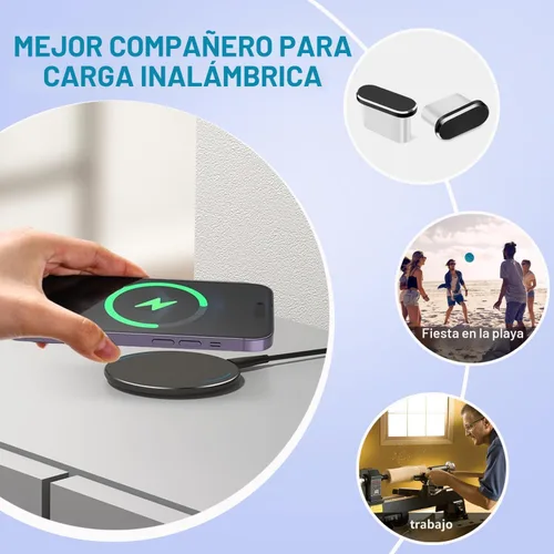 Vista 6 de Tapón Antipolvo USB C, Cubierta de Puerto USB C Tipo C Tapón Cubierta de Puerto de Carga Cubierta Antipolvo de Altavoz, Accesorios para iPhone 17